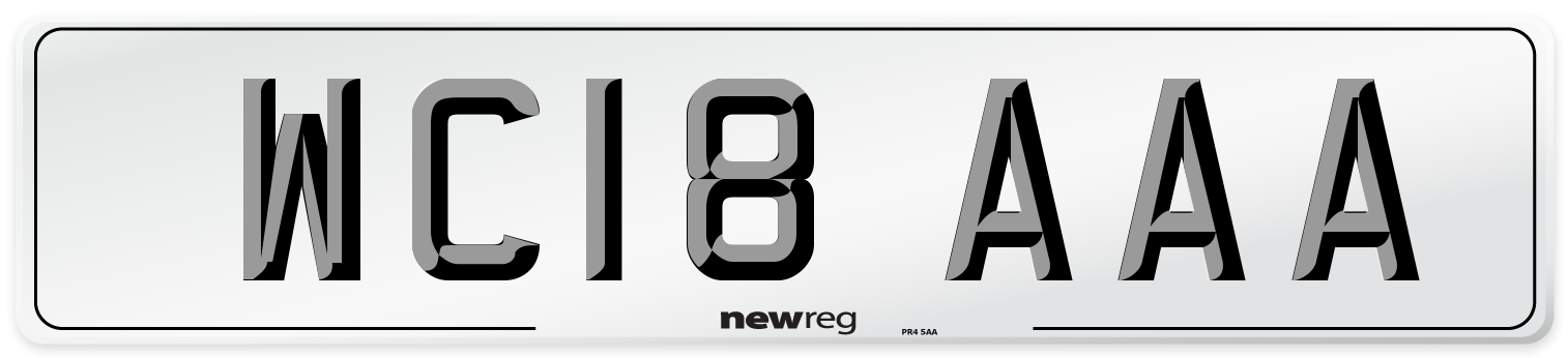WC18 AAA Number Plate from New Reg